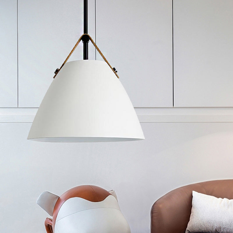 Nordic Curved Coolie Pendant Light - Sleek Aluminum Hanging Lamp in Chic Black/Blue/Grey/Pink/White for Dining Room