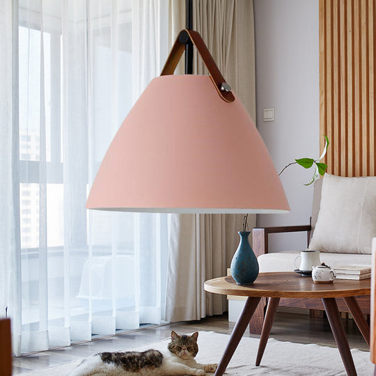 Nordic Curved Coolie Pendant Light - Sleek Aluminum Hanging Lamp in Chic Black/Blue/Grey/Pink/White for Dining Room