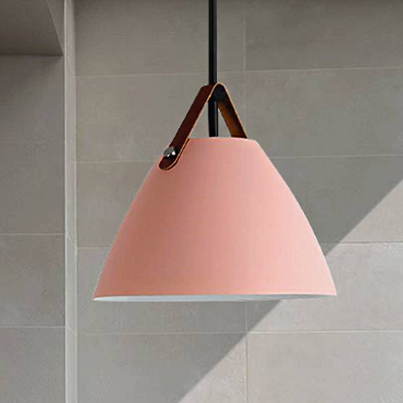 Nordic Curved Coolie Pendant Light - Sleek Aluminum Hanging Lamp in Chic Black/Blue/Grey/Pink/White for Dining Room
