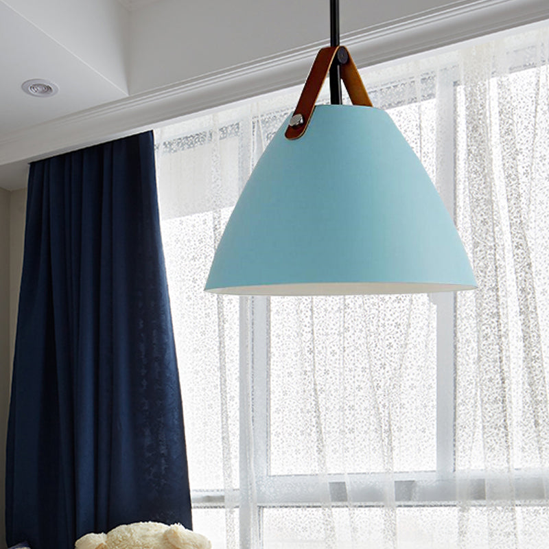 Nordic Curved Coolie Pendant Light - Sleek Aluminum Hanging Lamp in Chic Black/Blue/Grey/Pink/White for Dining Room