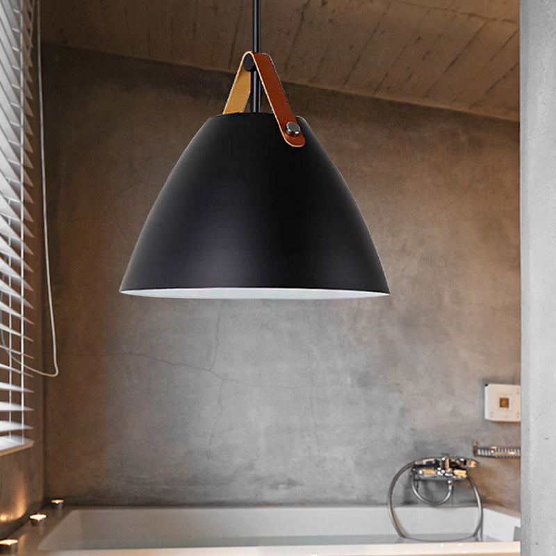 Nordic Curved Coolie Pendant Light - Sleek Aluminum Hanging Lamp in Chic Black/Blue/Grey/Pink/White for Dining Room