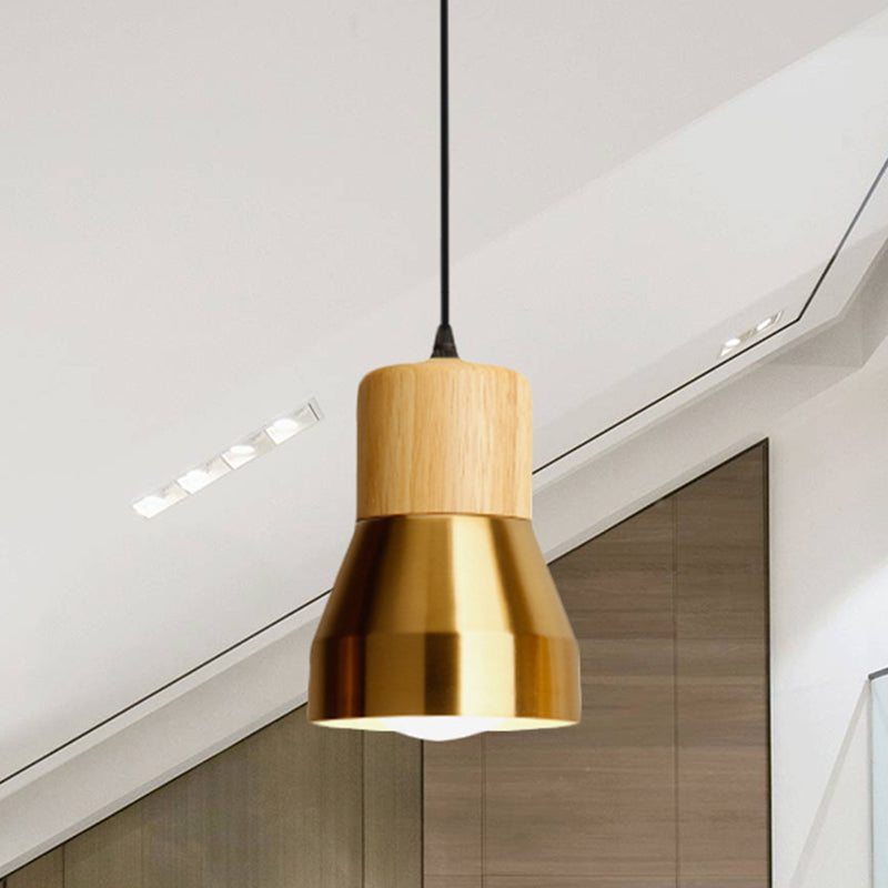 Lampe suspendue contemporaine en forme de torche pour hôtels – Bois et métal