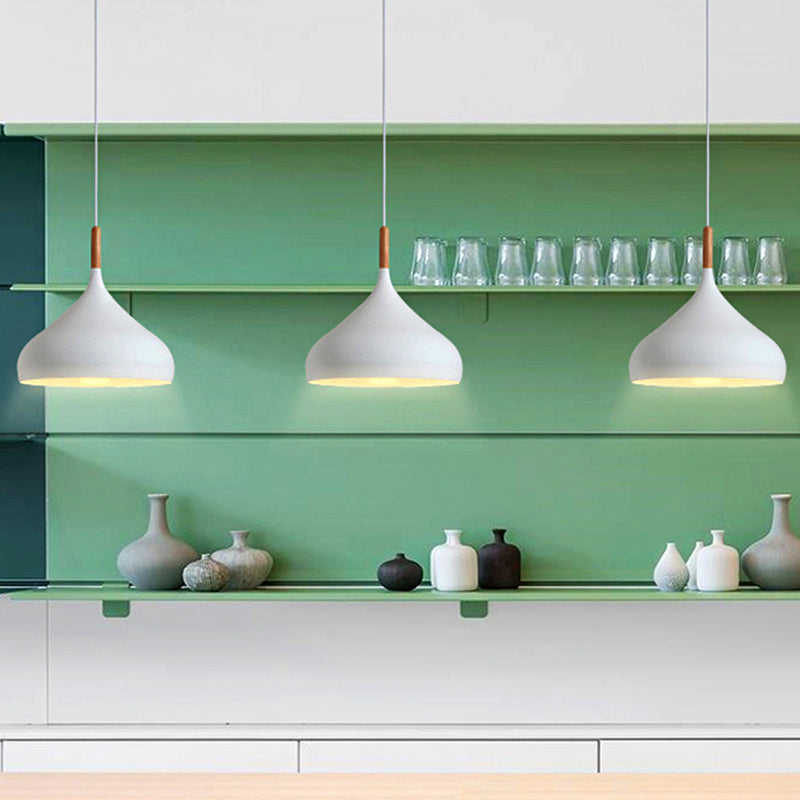 Suspension en forme de larme de 9,5"/12,5"/14"W de style nordique en métal à 1 lumière, noir/blanc/doré