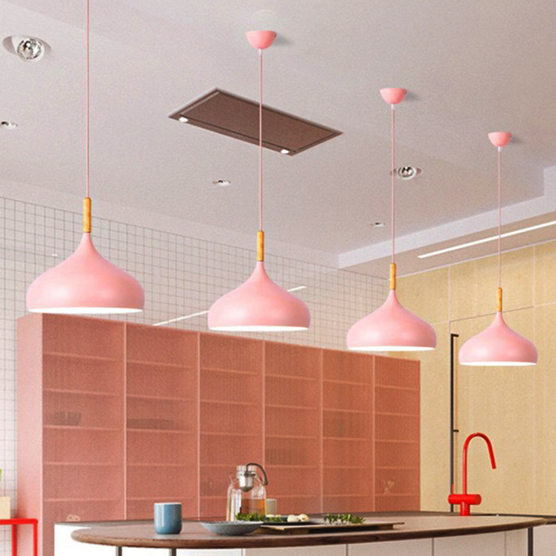 Suspension en forme de larme de 9,5"/12,5"/14"W de style nordique en métal à 1 lumière, noir/blanc/doré