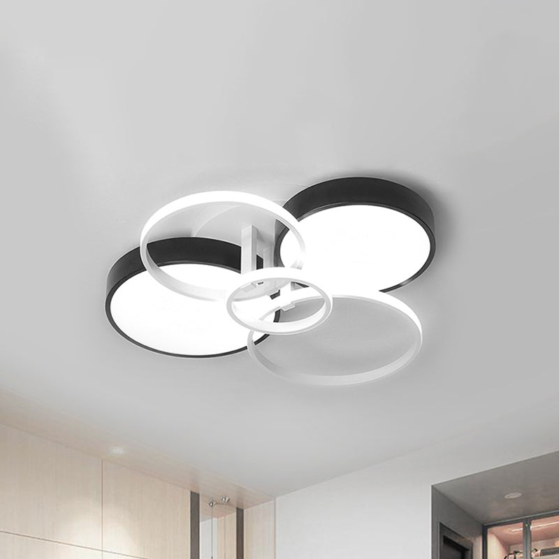 Modern Black Acrylic Ceiling Mounted Light for Living Room - Circular, Close to Ceiling Design with 3/5 Lights