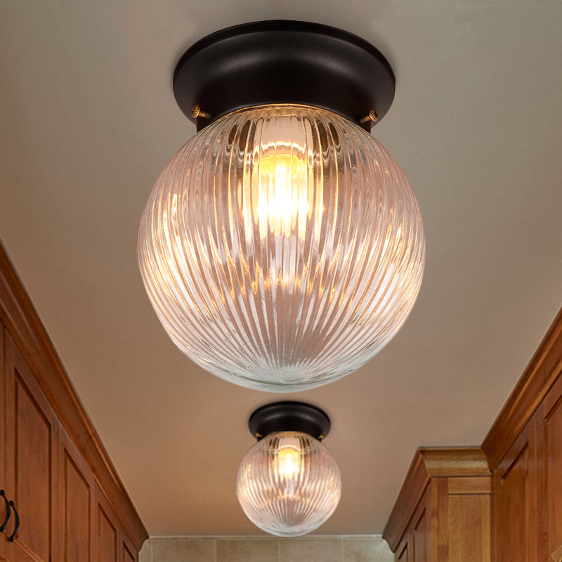 Plafonnier moderne à 1 lumière avec boule noire et verre transparent