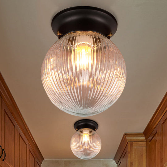 Plafonnier moderne à 1 lumière avec boule noire et verre transparent