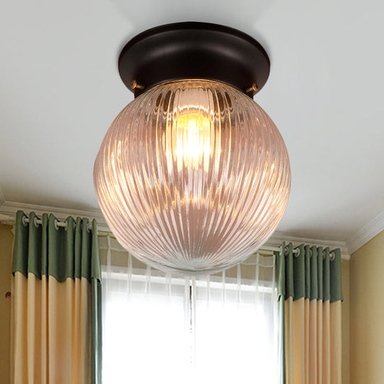 Modern Black Ball Flush Mount Ceiling Light With Clear Glass - 1 Fixture