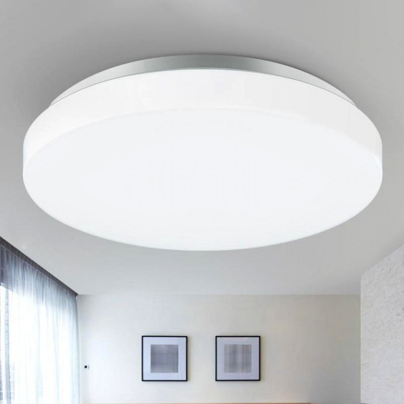 Modern Round LED Ceiling Light with Acrylic Shade - Metal White, 7.5"/9"/12" Dia - Flush Mount Fixture for Bedroom