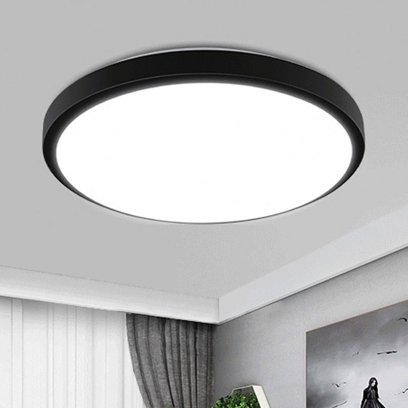 Contemporary LED Flush Mount Ceiling Light in Black with Acrylic Shade, Warm/White, 10.5-16" Diameter for Living Room