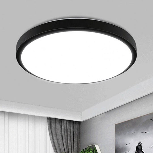Contemporary Led Flush Mount Ceiling Light In Black With Acrylic Shade Warm/White 10.5-16 Diameter