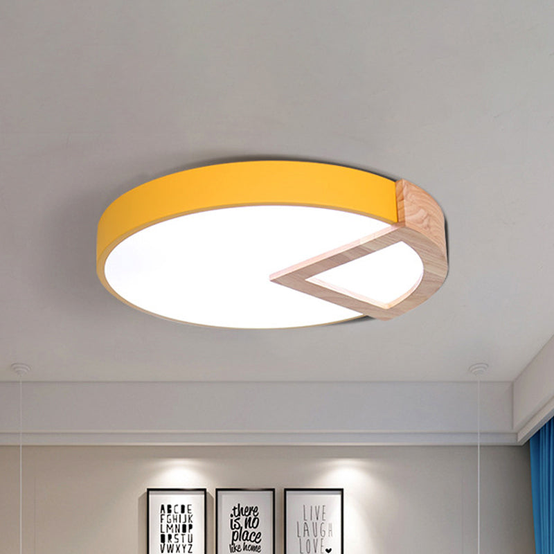 Wood Triangle Nordic Led Ceiling Lamp In 5 Colors (Warm/White) For Kindergarten Yellow / 12 Warm