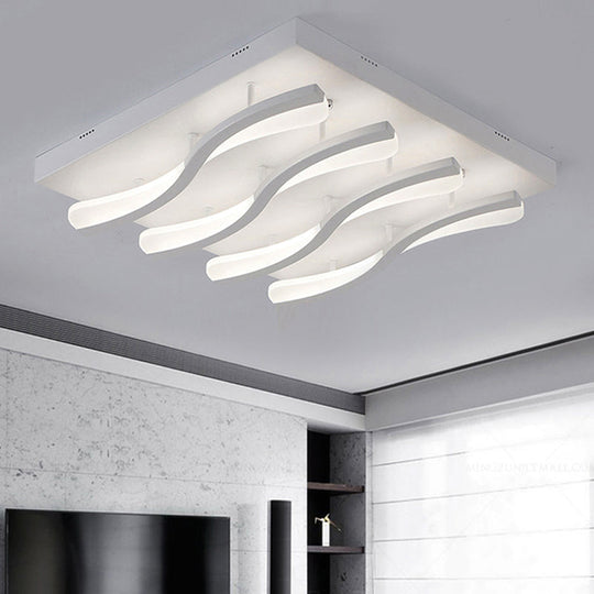 Modern Acrylic LED Flushmount Lighting - Wavy Design, 21.5"/26" Wide Ceiling Flush Light for Living Room in Warm/White Light