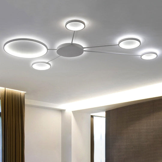 Modern Spoke Design LED Flush Mount Acrylic Ceiling Light in Black/White – Warm/White Illumination