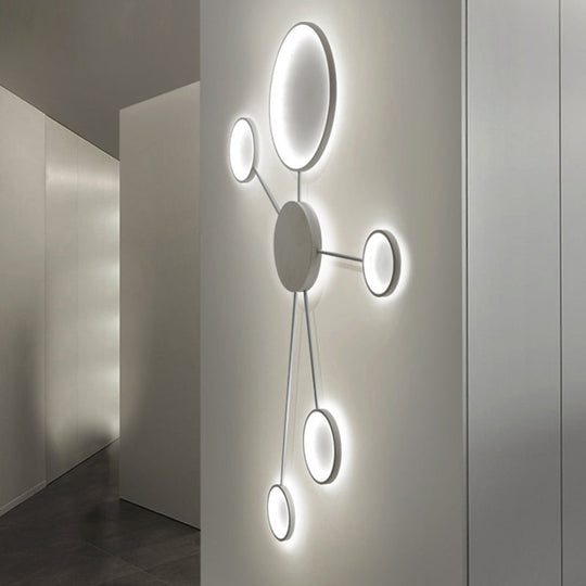 Modern Spoke Design LED Flush Mount Acrylic Ceiling Light in Black/White – Warm/White Illumination