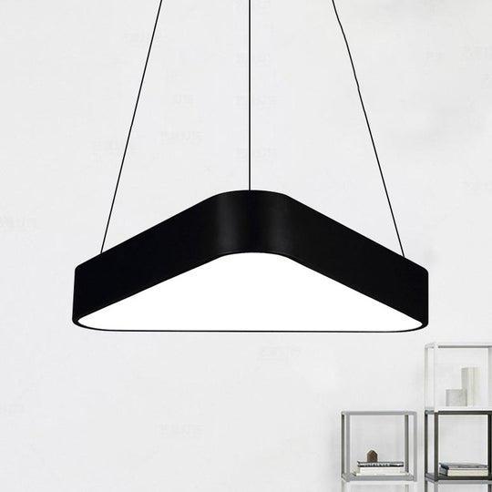 Modern LED Triangle Suspension Lighting - 18"/23.5" Long - White/Black/Silver Hanging Lamp in White/Warm Light