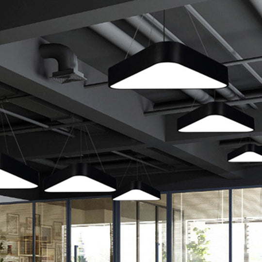 Modern LED Triangle Suspension Lighting - 18"/23.5" Long - White/Black/Silver Hanging Lamp in White/Warm Light