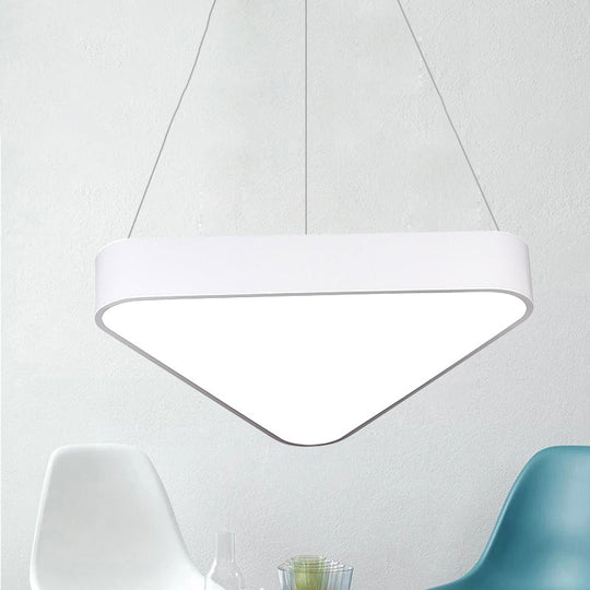 Modern LED Triangle Suspension Lighting - 18"/23.5" Long - White/Black/Silver Hanging Lamp in White/Warm Light