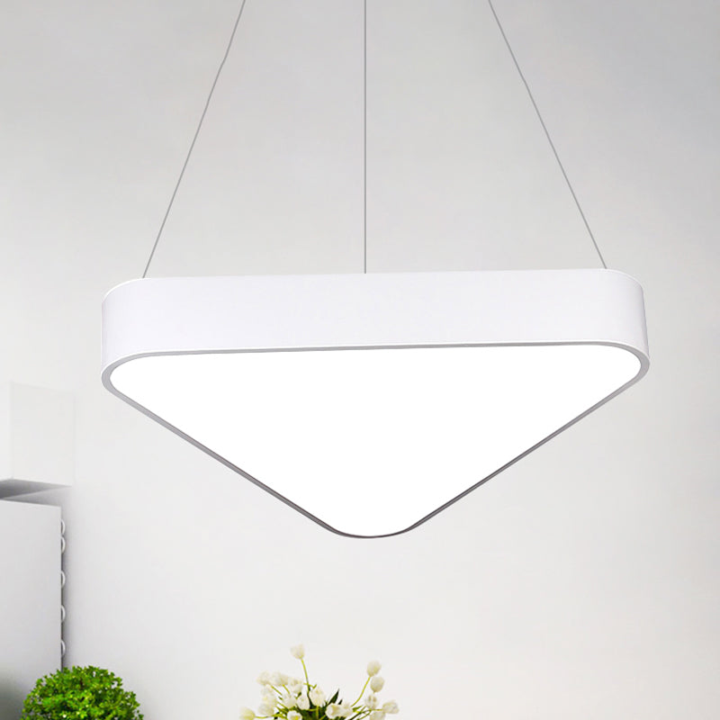 Modern LED Triangle Suspension Lighting - 18"/23.5" Long - White/Black/Silver Hanging Lamp in White/Warm Light