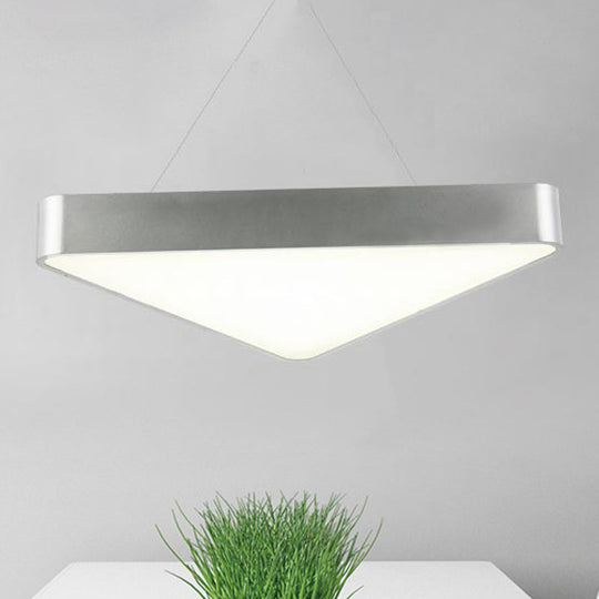 Modern LED Triangle Suspension Lighting - 18"/23.5" Long - White/Black/Silver Hanging Lamp in White/Warm Light