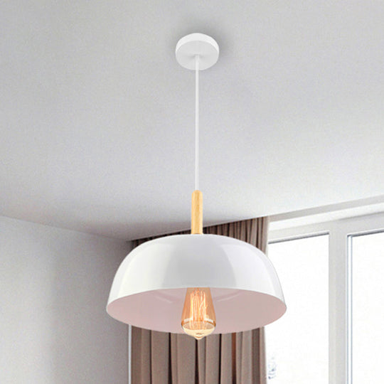 Plafonnier élégant en métal - Style simple, 1 lampe suspendue noire/blanche pour salle à manger - 12,5"/19" de large