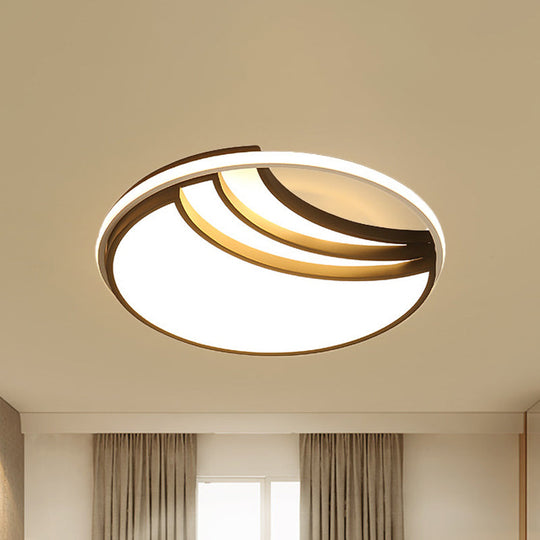 Modern Multi-Layer Flush Mount Ceiling Light - Metal LED, Wide 18"/23.5"/35.5", Black, Bedroom