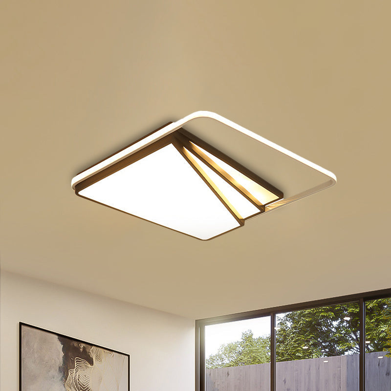Modern Multi-Layer Flush Mount Ceiling Light - Metal LED, Wide 18"/23.5"/35.5", Black, Bedroom