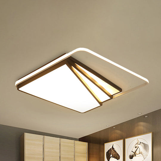 Modern Multi-Layer Flush Mount Ceiling Light - Metal LED, Wide 18"/23.5"/35.5", Black, Bedroom