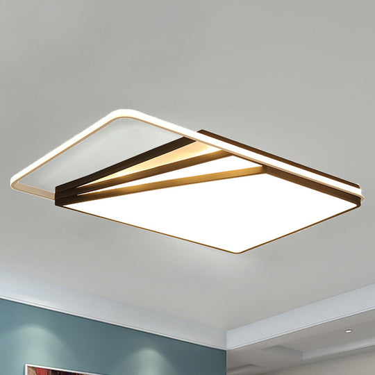 Modern Multi-Layer Flush Mount Ceiling Light - Metal LED, Wide 18"/23.5"/35.5", Black, Bedroom