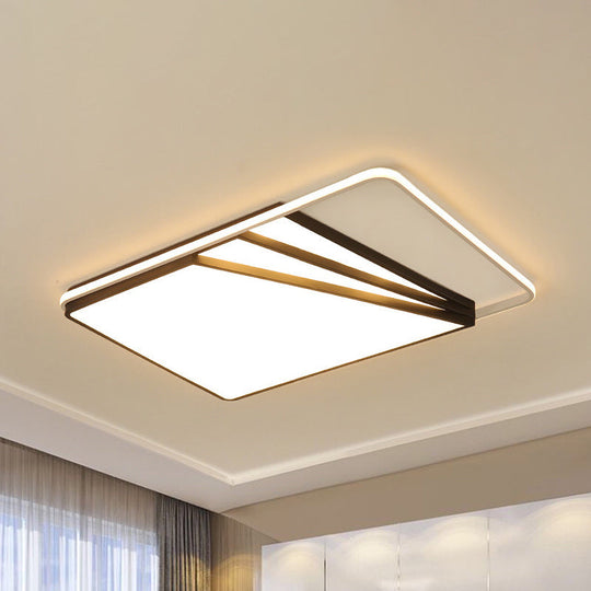 Modern Multi-Layer Flush Mount Ceiling Light - Metal LED, Wide 18"/23.5"/35.5", Black, Bedroom