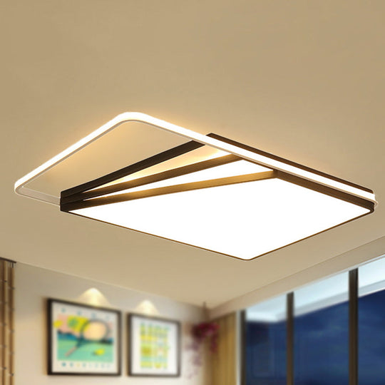 Modern Multi-Layer Flush Mount Ceiling Light - Metal LED, Wide 18"/23.5"/35.5", Black, Bedroom
