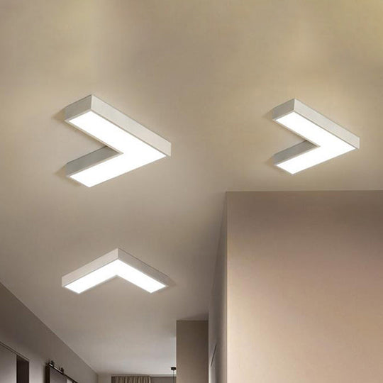 Modern Arrow Metal Flush Mount Led Ceiling Light - 10/14 Wide (White/Black) For Office With Opaline
