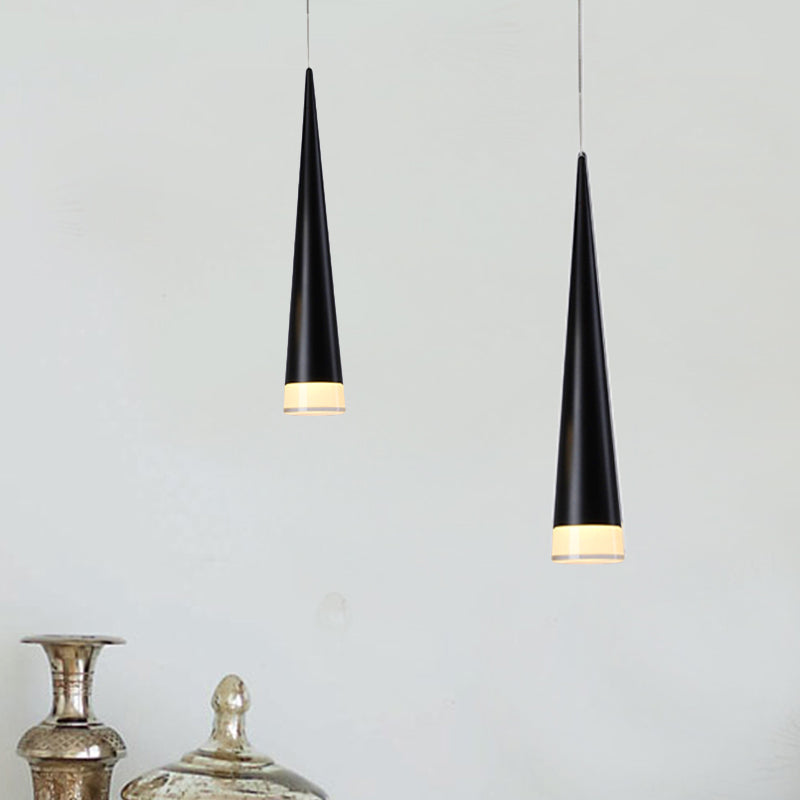 Tapered Metal Hanging Lamp Kit - Elegant Pendant Light Fixture For Dining Room In 3 Colors Black /