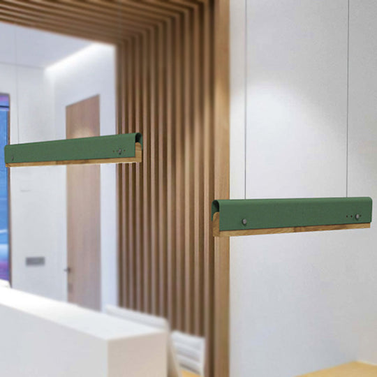 Plafonnier suspendu rectangulaire moderne en bois et métal - 23,5"/35,5"/47" de large - 1 lampe - Kit de lampe suspendue blanc/rose/jaune