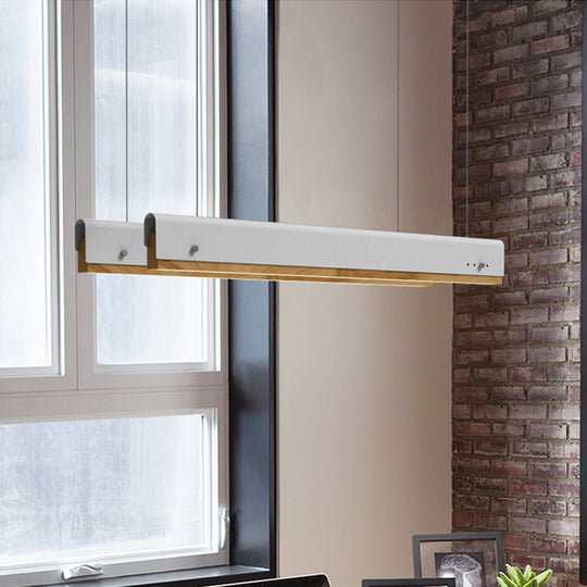 Plafonnier suspendu rectangulaire moderne en bois et métal - 23,5"/35,5"/47" de large - 1 lampe - Kit de lampe suspendue blanc/rose/jaune