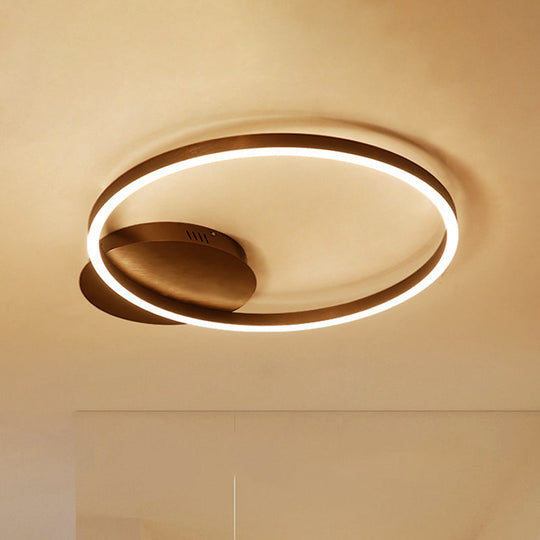 Contemporary LED Acrylic Ceiling Flush Light Fixture in Black/Brown, 1/2/3-Ring, Warm/White/Natural Light, 16.5"/19.5"/23.5" Wide