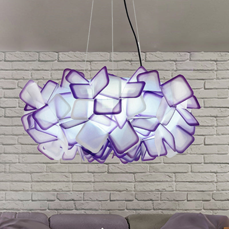 Contemporary Blossom Drop Pendant Ceiling Lamp - Brown/Blue/Purple - 21"/27.5" Wide - 1-Light Acrylic - Living Room