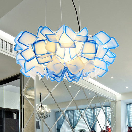 Contemporary Blossom Drop Pendant Ceiling Lamp - Brown/Blue/Purple - 21"/27.5" Wide - 1-Light Acrylic - Living Room