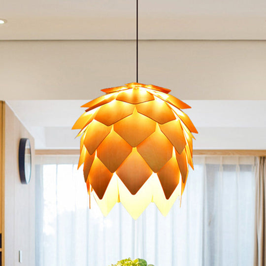 Luminaire suspendu Pinecone - Plafonnier en bois de style Lodge en beige