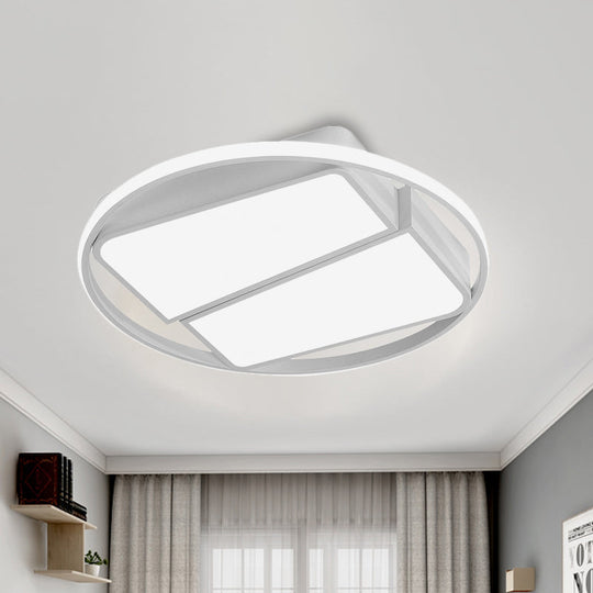 Modern Metal Black/White LED Ceiling Mount Light - 2-Trapezoid Design, 16"/19.5" Wide Flush Fixture for Bedroom in Warm/White Light