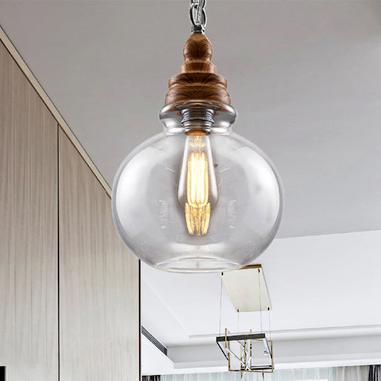 Clear Glass Pendant Lighting Modernist Ceiling Lamp for Restaurant - Globe/Bowl/Cone Design - 1 Light Brown - Includes Chain