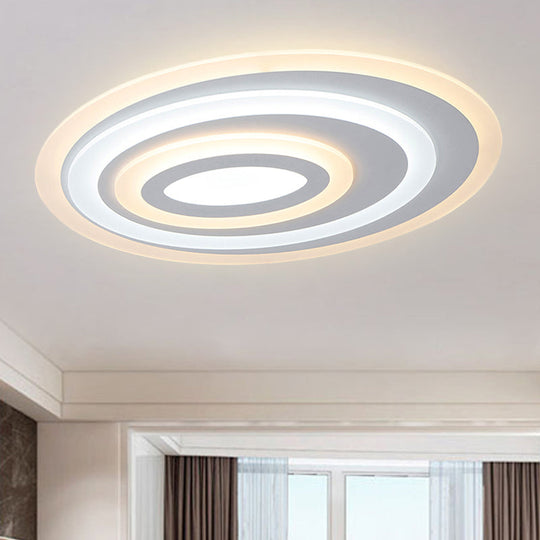 16/19.5/25.5 Wide Oval Acrylic Flush Lamp - Contemporary Led White Mount Ceiling Fixture Warm/White