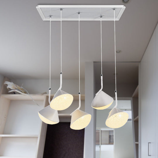 Penelope - White White Cone Ceiling Lamp Minimal Metal 5 Lights Dining Room Pendant Light with Acrylic Diffuser