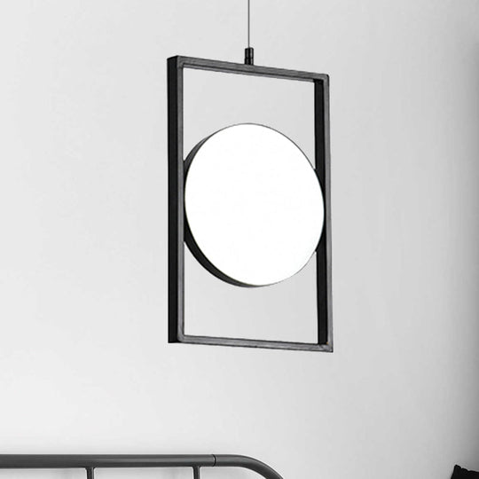 Modern Black Metal LED Pendant Hanging Light, Horizontal/Vertical Suspension Fixture