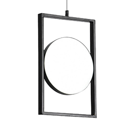 Modern Black Metal LED Pendant Hanging Light, Horizontal/Vertical Suspension Fixture