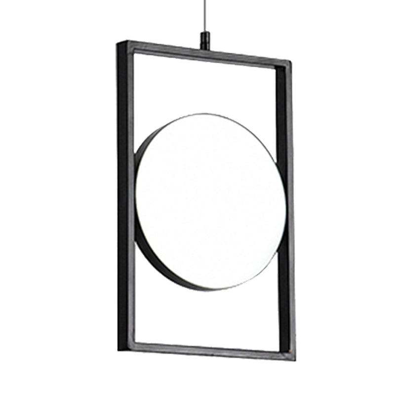 Post Modern Led Hanging Light Fixture Black Rectangle Pendant With Flexible Horizontal/Vertical