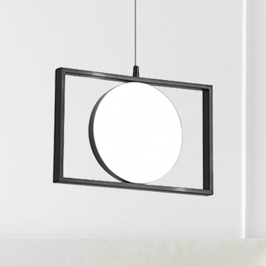 Modern Black Metal LED Pendant Hanging Light, Horizontal/Vertical Suspension Fixture