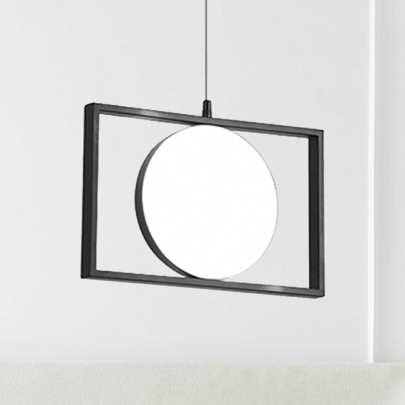 Post Modern Led Hanging Light Fixture Black Rectangle Pendant With Flexible Horizontal/Vertical