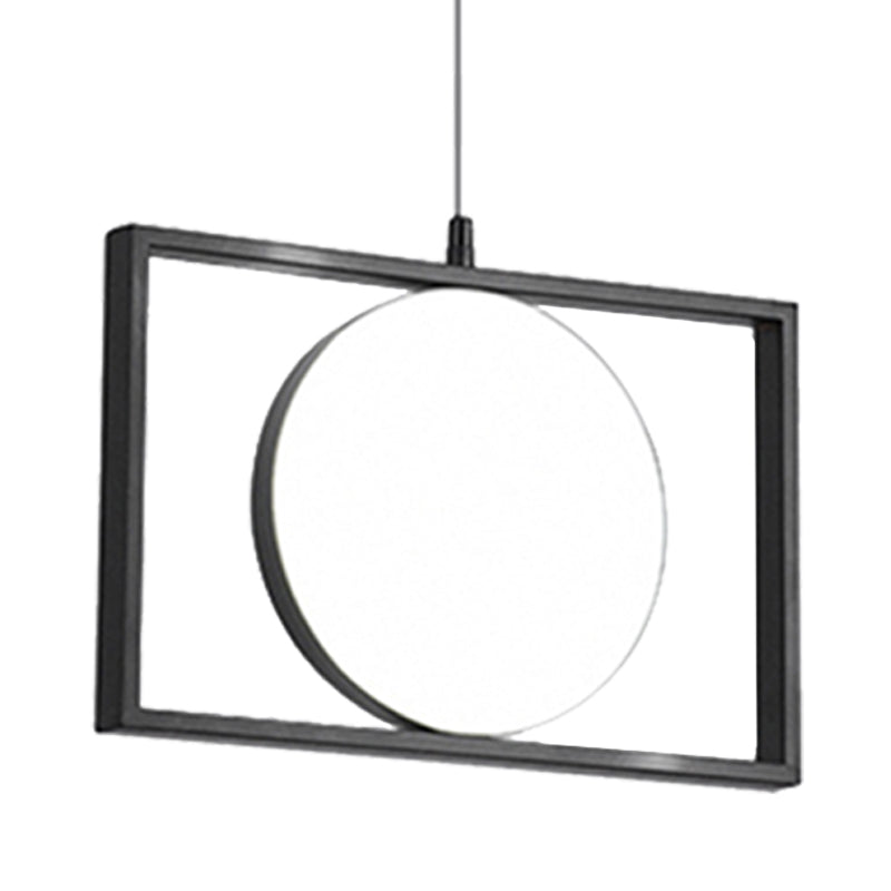 Modern Black Metal LED Pendant Hanging Light, Horizontal/Vertical Suspension Fixture