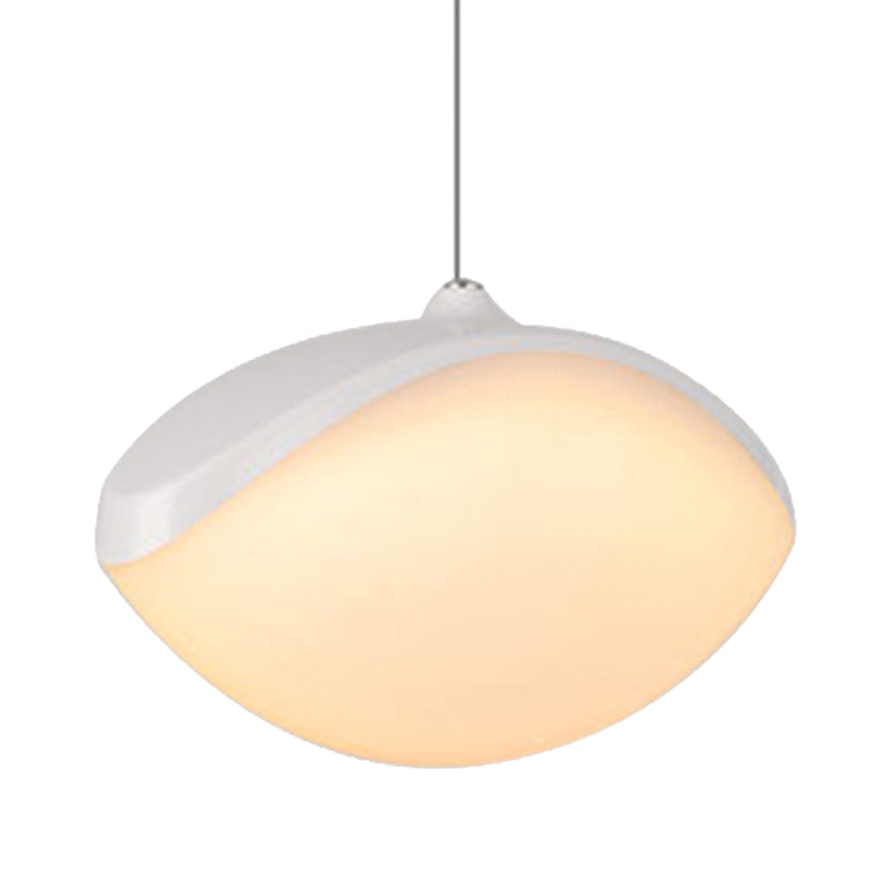 Contemporary Metal LED Pendant Ceiling Light - Elliptical Shape in White/Champagne Gold